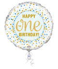 18C Blue & Gold Dots 1st Birthday