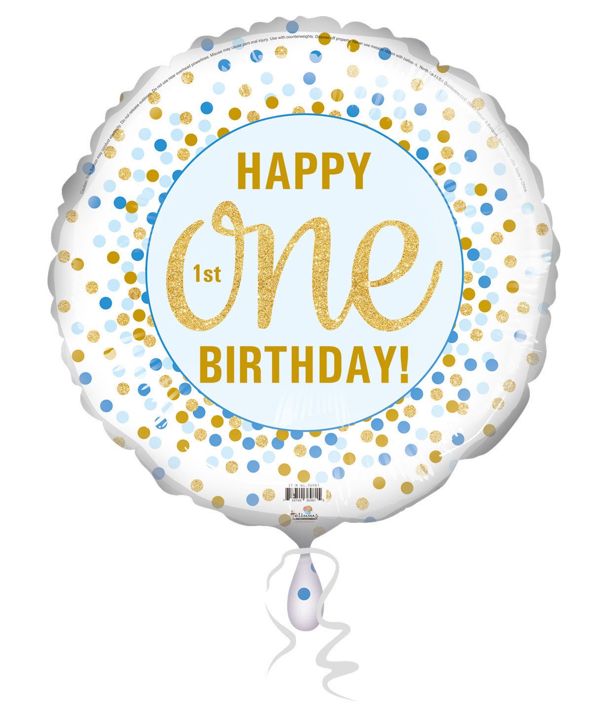 18C Blue & Gold Dots 1st Birthday