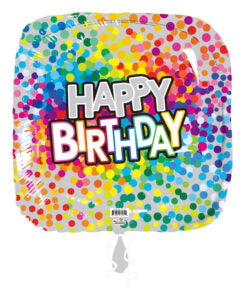 18SQ Happy Birthday Rainbow Dots