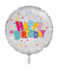 18C Happy Birthday Silver Star Burst