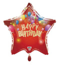 19S Happy Birthday 6 Point Star Burst Red & Gold