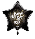 19S Happy Birthday 3-D Black Stars