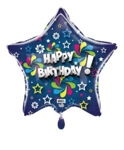 19S Happy Birthday 3-D Blue Fireworks