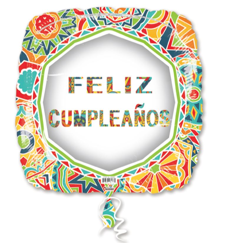 18SQ Feliz Cumpleanos Mexican Pattern