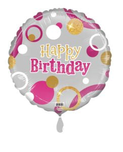 18C Happy Birthday Gold/Pink/White Dots