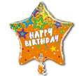 19S Happy Birthday Orange Stars & Confetti
