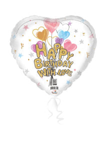 18H Happy Birthday With Love Heart Balloons