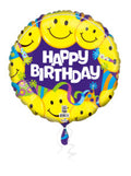18C Happy Birthday Purple With Smiley Faces