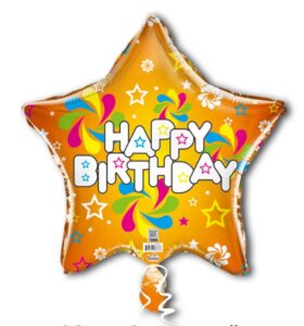 19S Happy Birthday Orange Yellow Contemporary Art