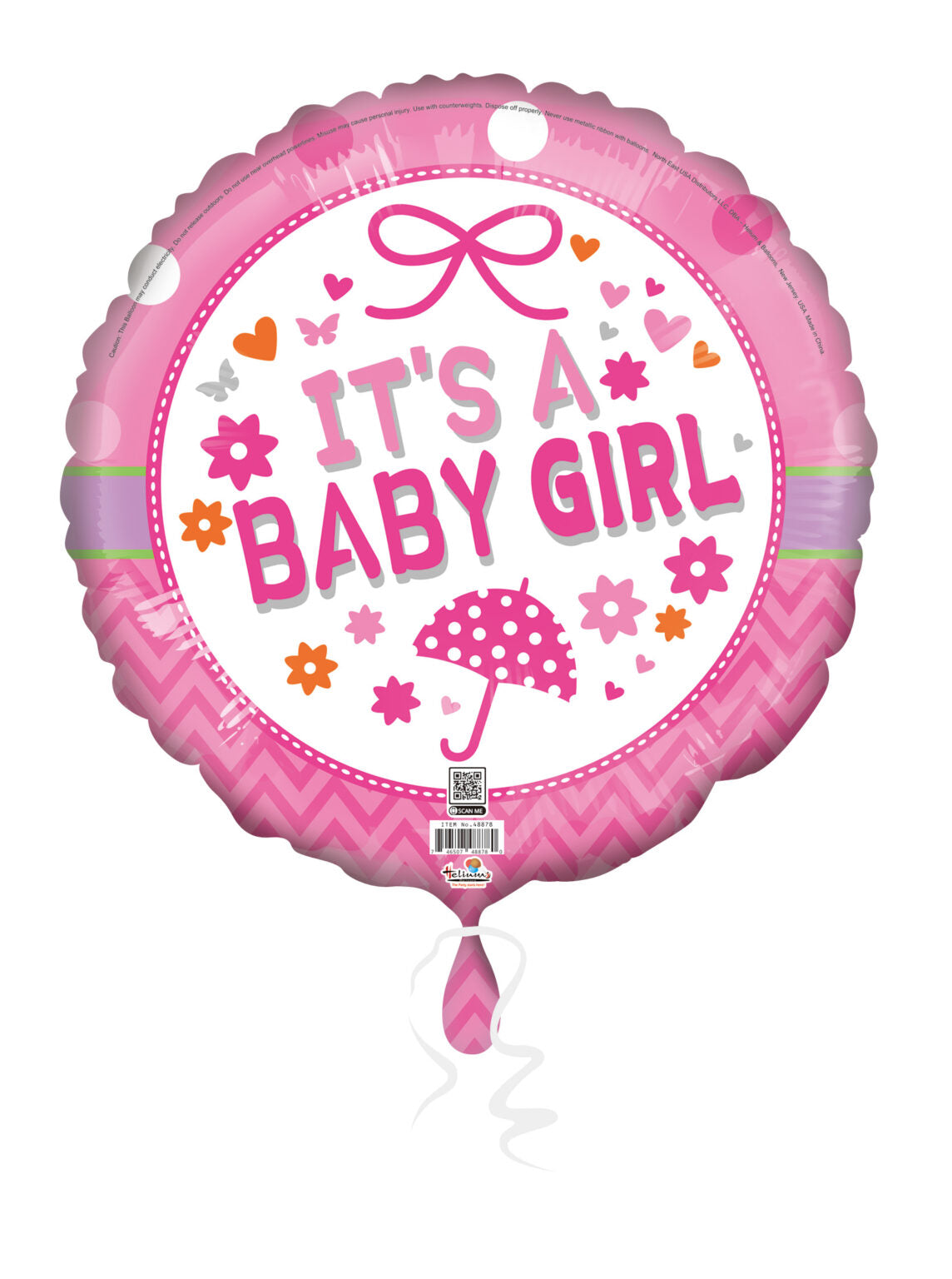 18C It's A Baby Girl Pink Umbrella Hearts