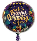 18C Happy Birthday Purple Balloons Banner Confetti