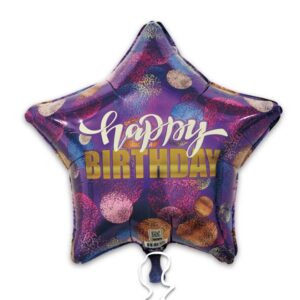 19S Happy Birthday Purple Background Confetti Pattern
