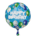 18C Happy Birthday Caribbean Blue W/Balloons Deco